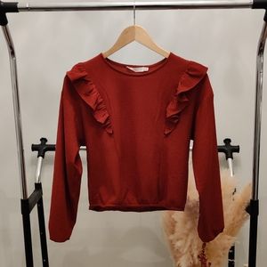 Cropped ruffled top